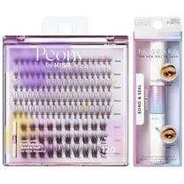Kiss Peony False Eyelashes, Cluster Lashes, Misty Haze, Black, 9mm-16mm, 120 Pieces and Kiss FALSCARA Bond & Seal for Lash Clusters, Adhesive Form Clear, Net Wt. 8.7 G (0.29 oz.)