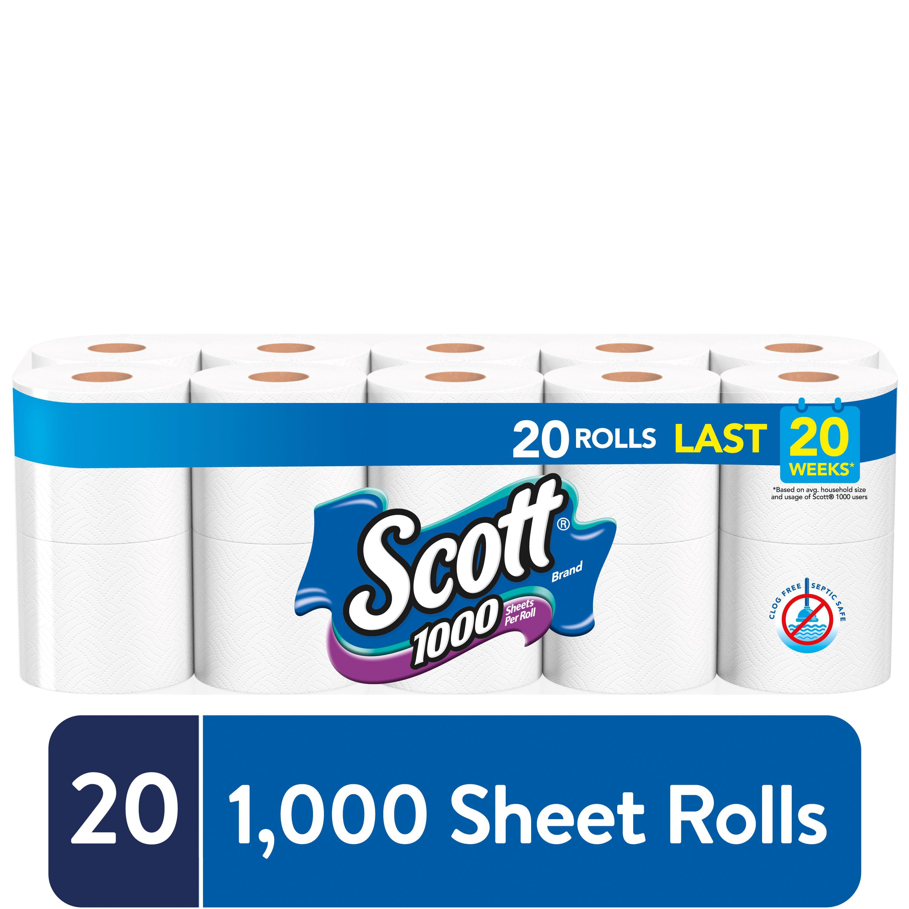 20 Rolls 13342 Bath Tissue Scott 1000 Sheets Per Roll Toilet Paper 