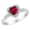 thumbnail image 1 of 1.10 Carat (ctw) Lab-Created Ruby Heart Ring with Diamonds in Sterling Silver, 1 of 4