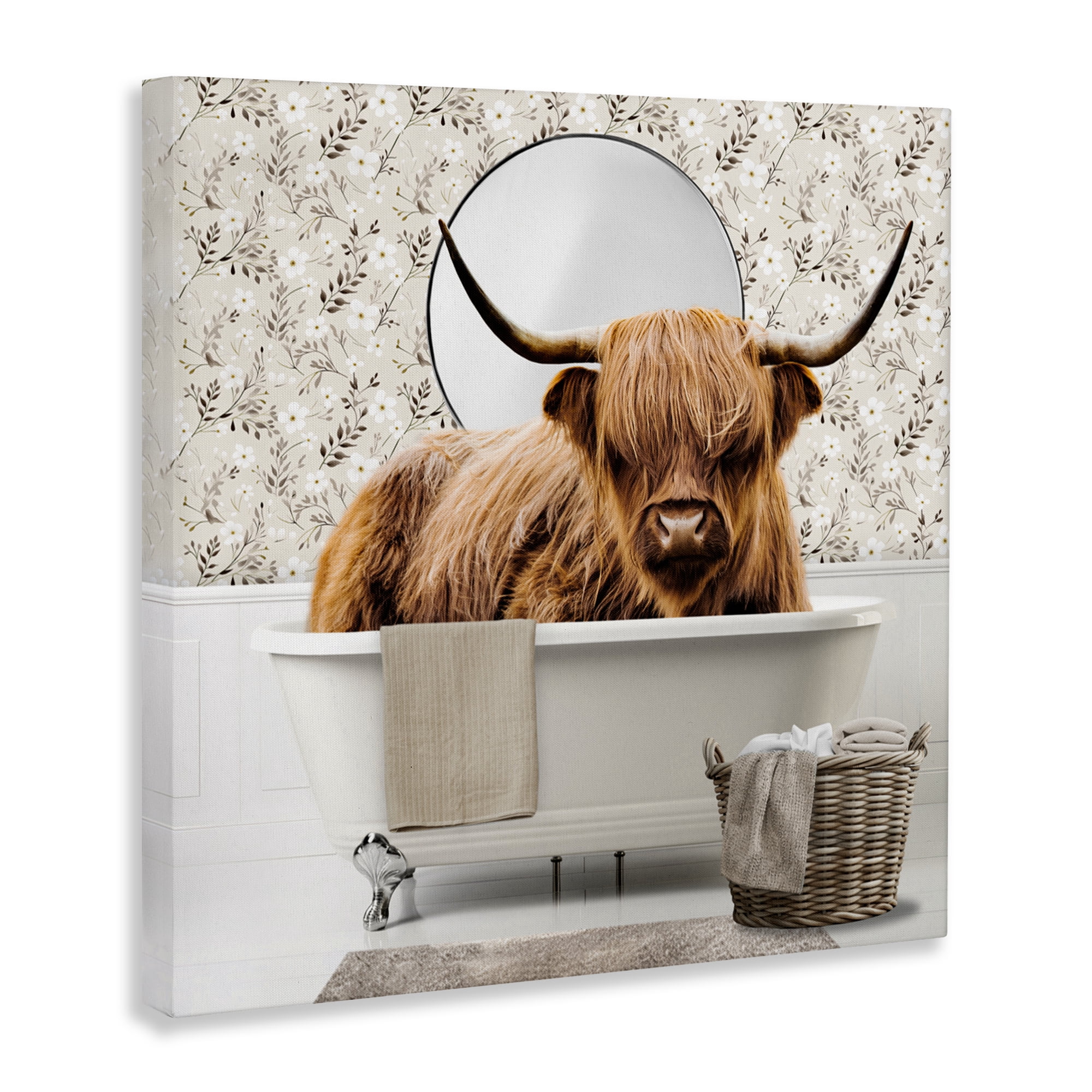 Stupell Industries Cottage Cattle Bath Time Canvas Wall Art, design by CAD Designs