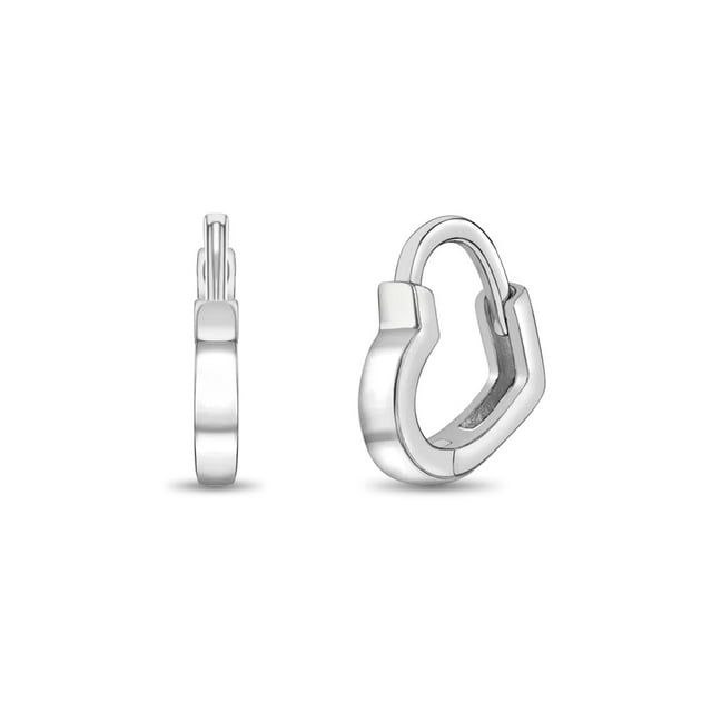 Heart Shaped 8mm Baby / Toddler Earrings Hoop Safety Latch - Sterling Silver