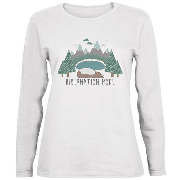 Autumn Bear Hibernation Mode Ladies' Relaxed Jersey Long-Sleeve Tee White 2XL