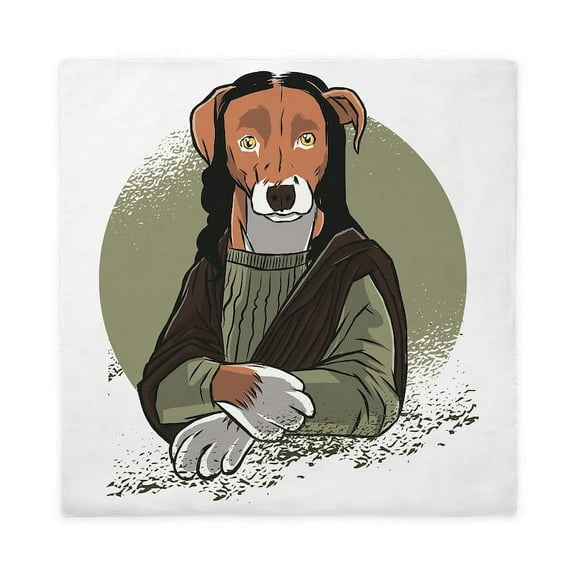CafePress - Mona Lisa Dog Queen Duvet Cover - Queen Duvet