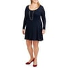 Women's Plus Fit and Flare Long Sleeve Dress