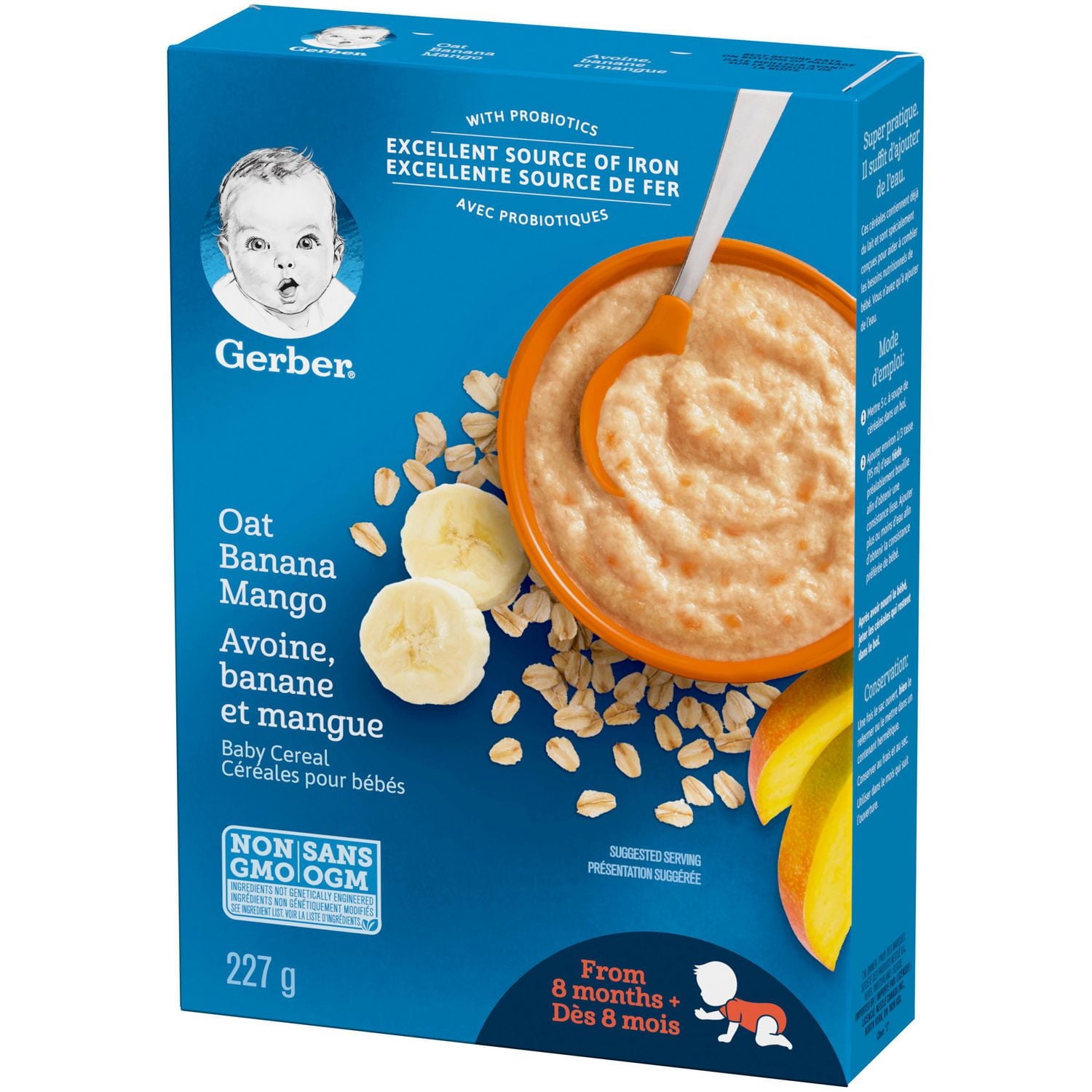 Céréales pour bébés GERBER® Étape 3 Avoine avec banane et mangue 227 g 227 GR