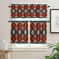 thumbnail image 2 of Aztec Southwest Kitchen Curtains Sets for Windows 24 Inch Length, Red Black Geometric Classic Art Rod Pocket Window Treatments Tier Curtains and Valances Set for Bedroom/Bathroom, 2 of 6