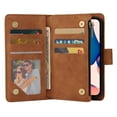 thumbnail image 2 of Dteck Wallet Case for Samsung Galaxy A14 5G, Premium PU Leather Zipper Flip Folio Wallet with Wrist Strap Magnetic Closure Built-in Kickstand Protective Case,Brown, 2 of 5