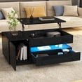 thumbnail image 1 of Noble House 37.4" Height-Adjustable Coffee Table with LED Light,Black, 1 of 8
