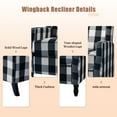 thumbnail image 3 of Fabric Push Back Recliner Set of 2, Tina's Home Wide Armrest Wingback Wood Legs Living Room Plaid, 3 of 7