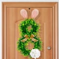 thumbnail image 4 of AURIGATE Easter Bunny Shaped Wreath, 17.8 Inch Artificial Boxwood Bunny Wreath with Pink/White Flower Accent, Farmhouse Easter Decor for Home, Porch, Wall and Party, 4 of 9