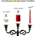 thumbnail image 5 of ThrottleT- 3 Arm Candelabra Taper Candle Holders Decorations Indoor Kitchen Décor Table Candles Candlestick Candelabra Centerpiece (Black Glossy), 5 of 15