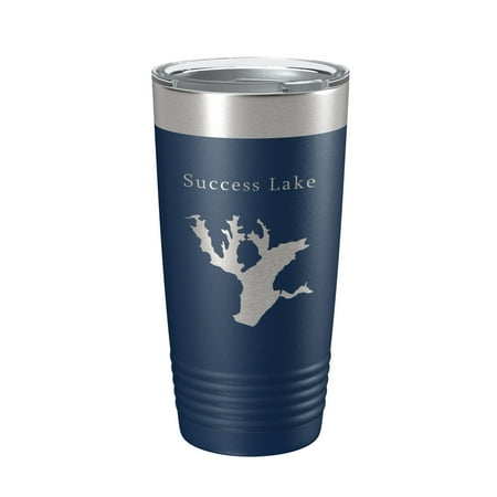 

Success Lake Map Tumbler Travel Mug Insulated Laser Engraved Coffee Cup California 20 oz Navy Blue