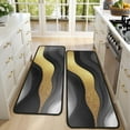 thumbnail image 4 of Kitchen Rugs Sets Of 2,Black Marble Gold Wave Pattern Anti Fatigue Kitchen Mat Rugs Non Slip Washable,Decorative Kitchen Floor Mats for Kitchen,Sink,Laundry,17"x47"+17"x47", 4 of 5