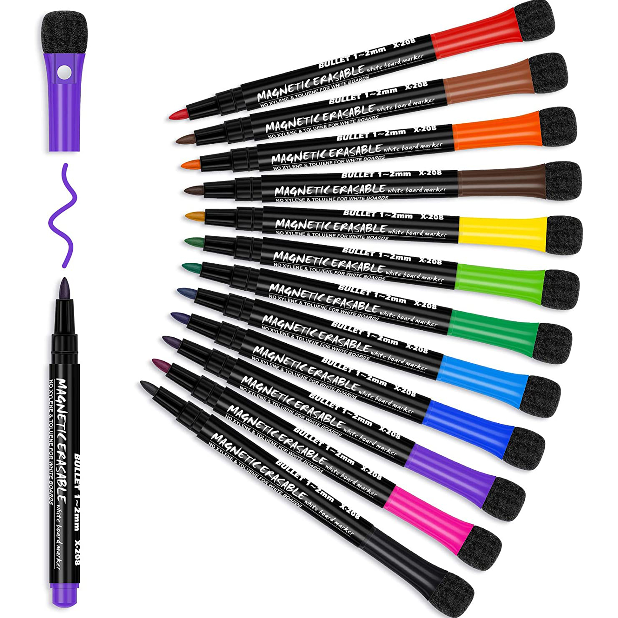 Whiteboard Pens 12 Colours Whiteboard Makers Fine Tip and