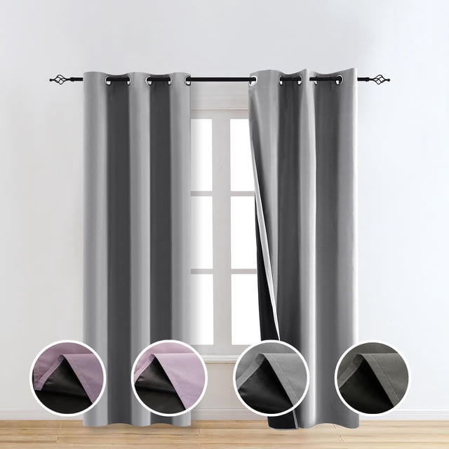 Cortinas opacas TMLTCOR 100% grises, 213 x 97 cm, para dormitorio