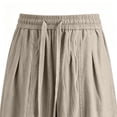thumbnail image 4 of SAWOBUUN Men's Cotton Linen Pants Breathable Wide Leg Trousers Elastic Drawstring Waist Loose Fit Casual Summer Beach Pants, 4 of 9