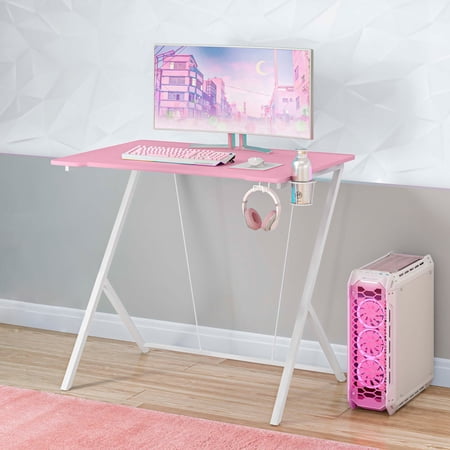Techni Mobili Computer Desk for Kids with Headphone and Cup Holder  Pink