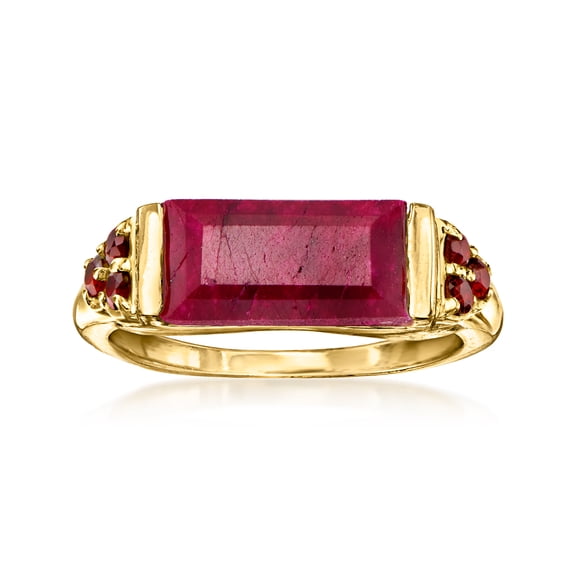 Ross-Simons 6.00 Carat Ruby and .50 ct. t.w. Garnet Ring in 18kt Gold Over Sterling, Women's, Adult