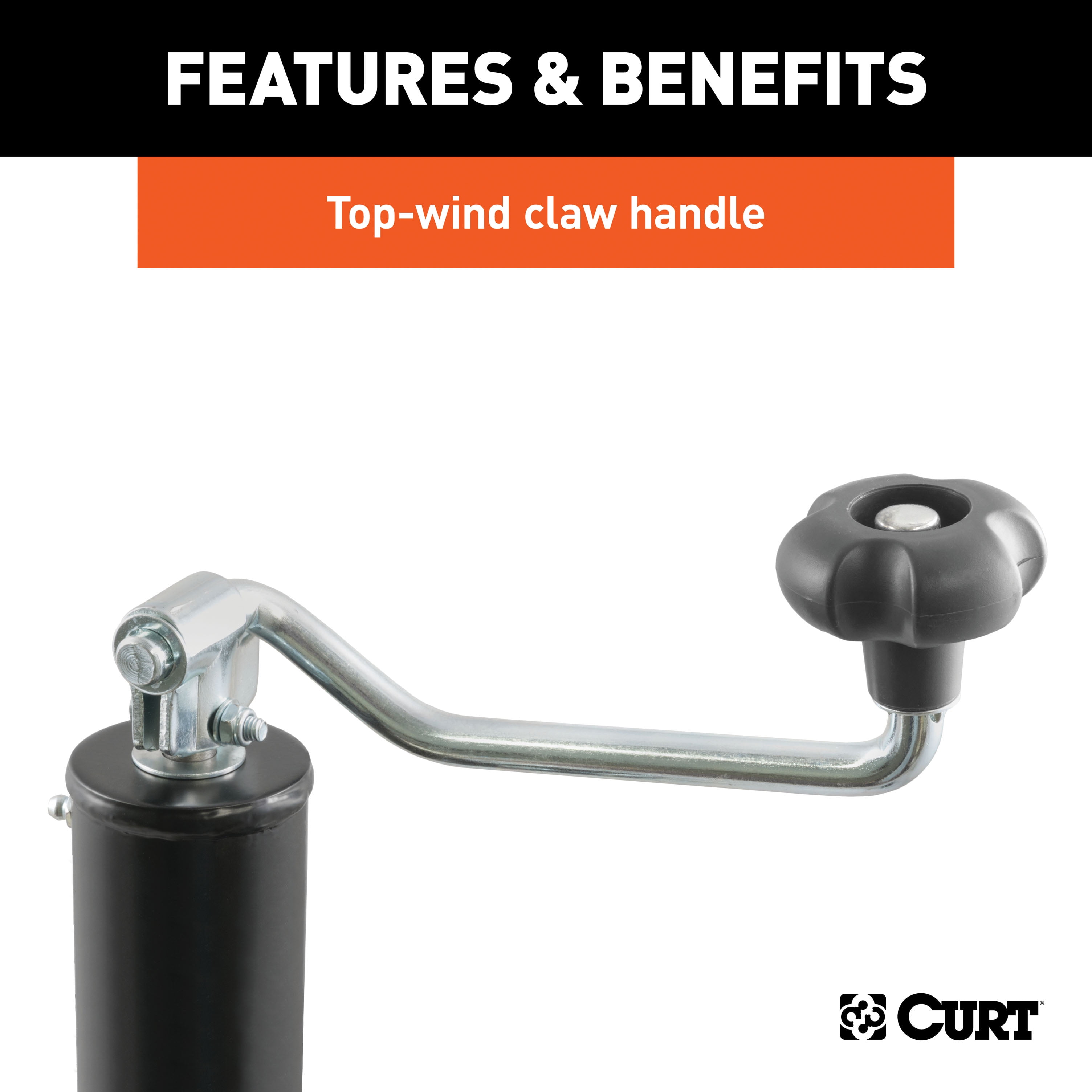 CURT 28300 Weld-On Bracket-Style Swivel Trailer Jack, 2,000 lbs. 10-1/2 Inches Vertical Travel