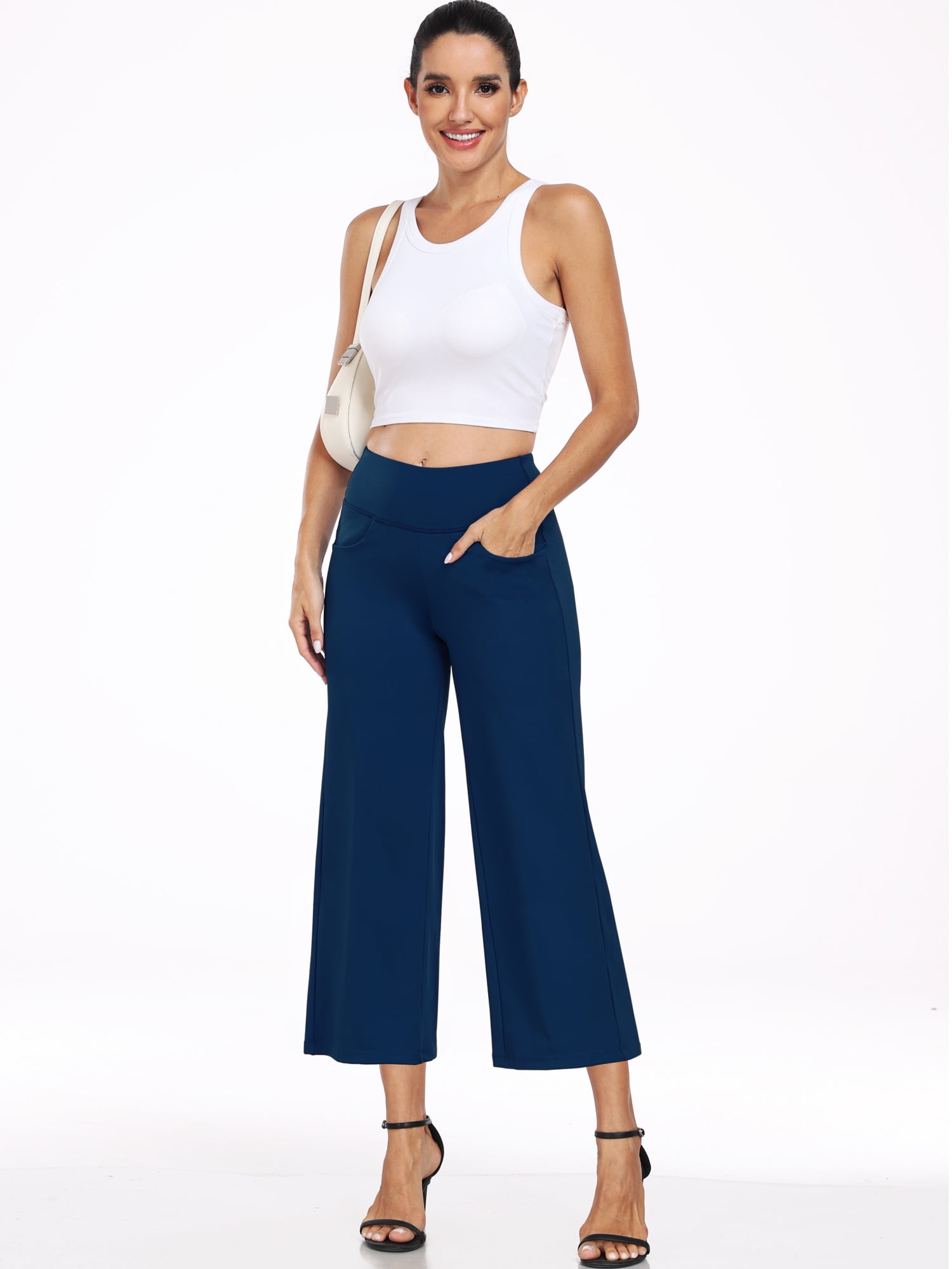 NELEUS Wide Leg Capri Yoga Pants – High Waist & Pockets