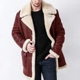 thumbnail image 6 of Men Overcoat Faux Fur Integrated Plush Lining Thickened Turndown Collar Coldproof European Style Faux Leather Lapel Jacket Coat Streetwear, 6 of 7