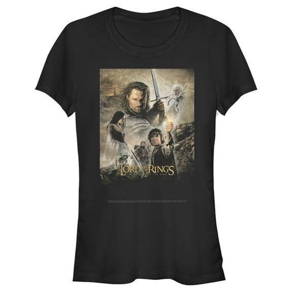 Junior's The Lord of the Rings Return of the King Movie Poster  Graphic Tee Black 2X Large