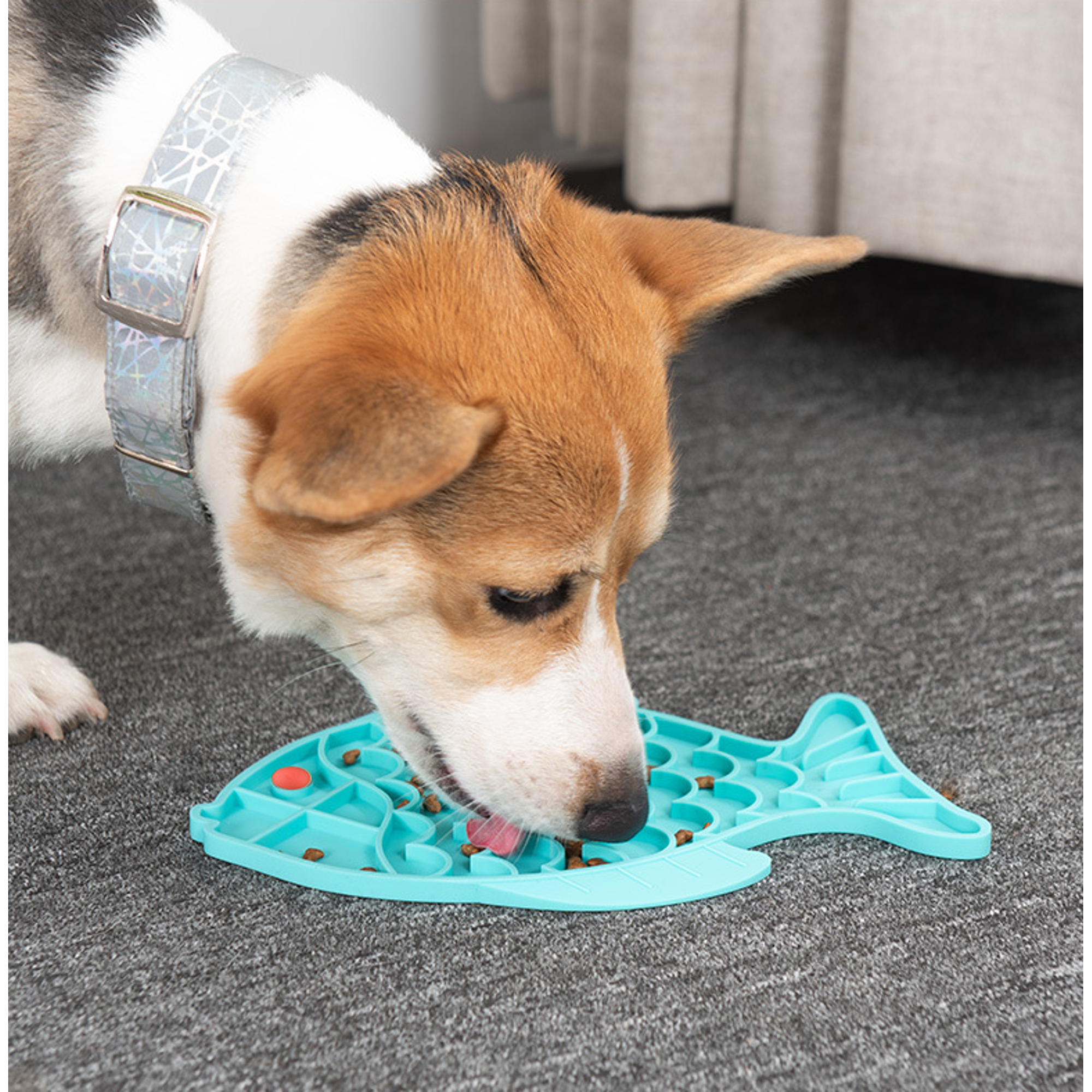 Tapis A Lecher Bol Pour Chat Assiette Pour Animaux De Compagnie Chien Tapis De Nourriture Lente En Silicone Slow Food Assiette Pour Animaux De Compagnie Bol En Forme De Griffe Bleu