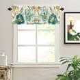thumbnail image 2 of Abstract Valances for Windows Green Peony Pattern Petals Leaves Gold Lines Retro Rod Pocket Curtain Valance Window Treatment Short Curtains for Kitchen Living Room, 60"x18", 2 of 5