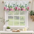 thumbnail image 2 of 2 Pack Valances for Window, Spring Pink Roses Short Curtains for Kitchen Bedroom Living Room, Pastoral Eucalyptus Leaves Gray Wooden Rod Pocket Small Window Treatment Valance Drapes 42 x 12 Inch, 2 of 8