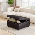 thumbnail image 3 of 34.25 Inch Large Square Storage Upholstered PU Leather Coffee Table,Chocolate, 3 of 10