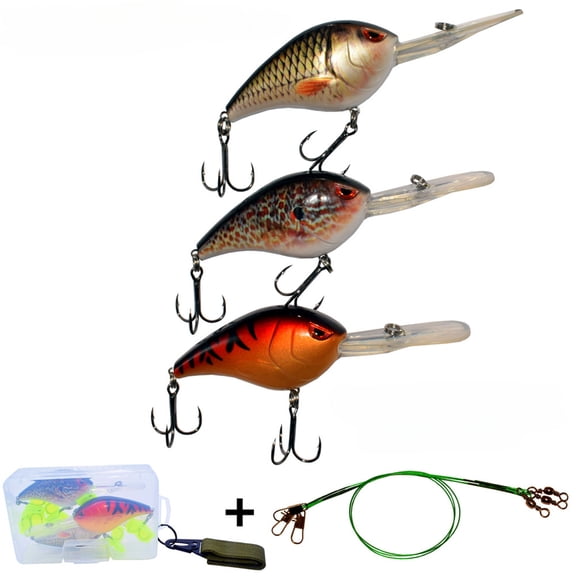 5.17inch 3pcs Bait Crankbait Fishing Lure Swimbait for Bass Muskie Pike Trout Wobble Lure Fishhook Fishing Tackle Lifelike Fish