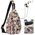 thumbnail image 2 of HAWEE Rope Sling Bag for Women and Men Casual Cross Body Backpack Adjustable Anti-slip Strap/ Bottle Pocket/ Earphone Hole for Travel Hiking Sports, Hibiscus Orange, 2 of 7
