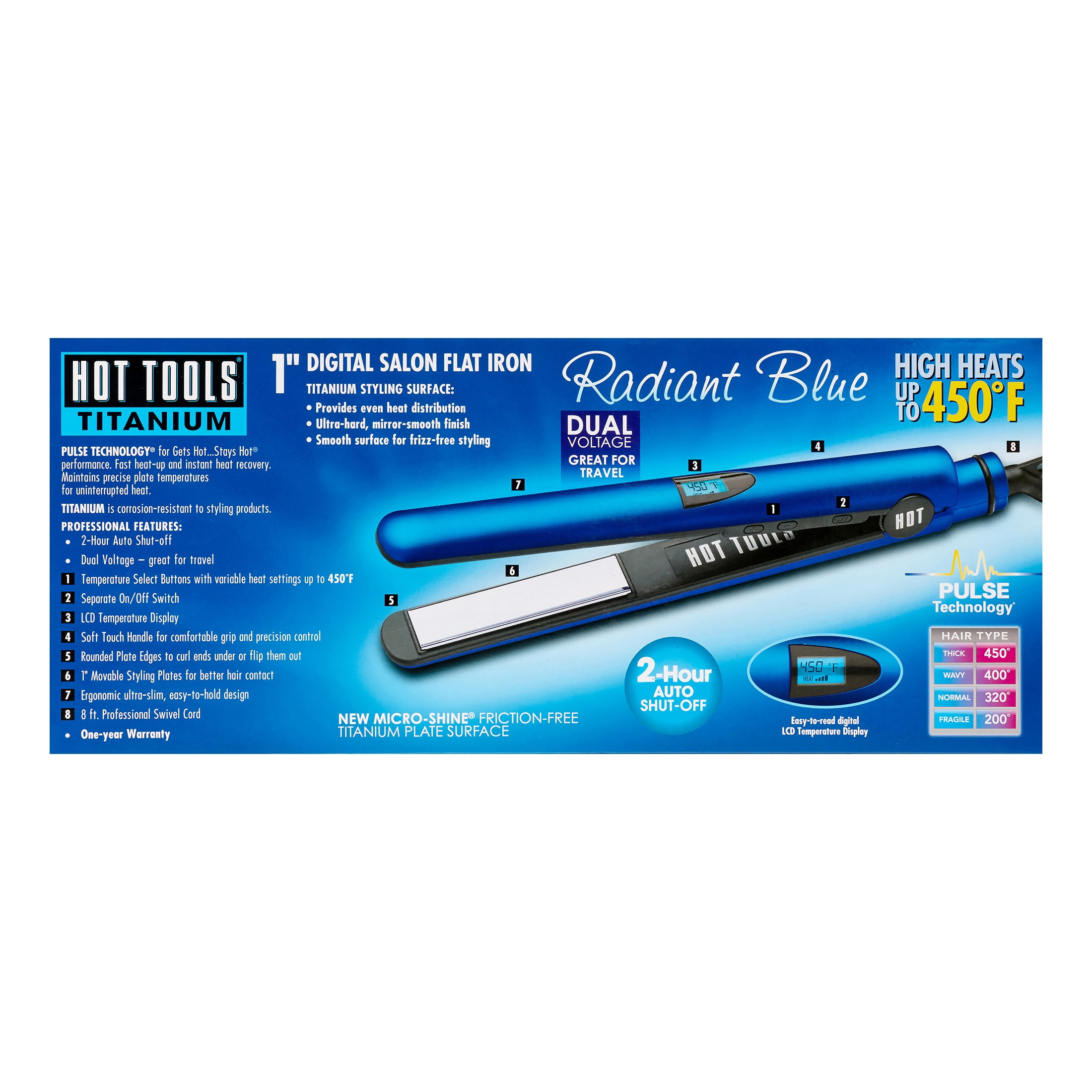 hot tools flat iron radiant blue