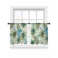 thumbnail image 7 of Tropical Plants Sheer Curtains 54 Inch Length 2 Panels Set, Summer Coastal Beach Coconut Tree Green Voile Window Treatment Rod Pocket Short Kitchen Curtains Drapes for Bedroom 52"x54"x2, 7 of 7
