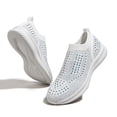 thumbnail image 3 of LUCKY STEP Fashion Breathable Rhinestone Sneaker Mesh Slip On Walking Shoes,White,Womens, 3 of 6