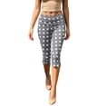thumbnail image 2 of BRELIL Women's High Waisted Capri Pants Stretch Polka Dot Slim Fit Casual Leggings Streetwear Summer Vacation Outfits, Gray XL, 2 of 7