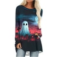 thumbnail image 2 of Fznquz Tunic Plus Size Blouses for Curvy Women Crewneck Halloween Tops Long Sleeve Casual Loose Womens Clothes, 2 of 5