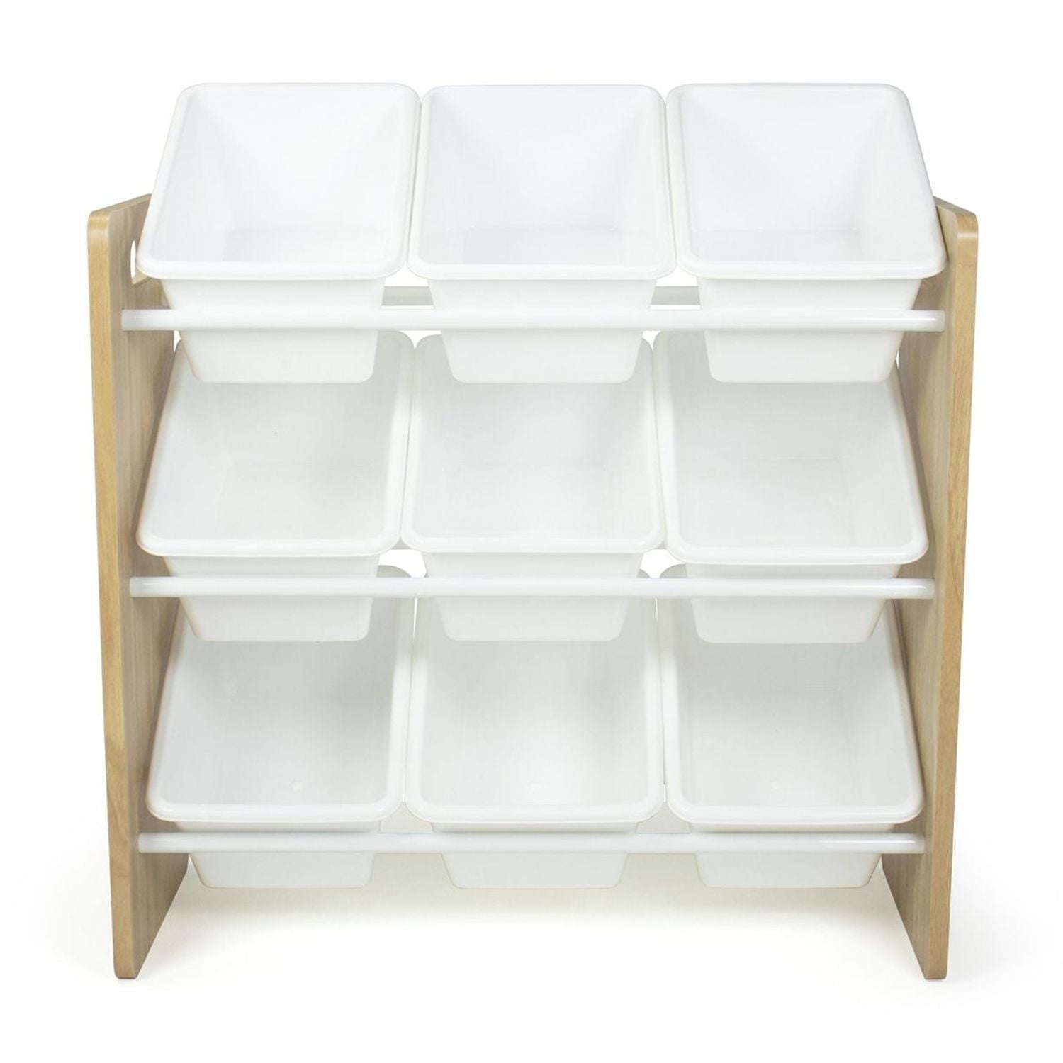 Humble Crew Journey Toy Storage Organizer with 9 Plastic Storage Bins, Natural/White