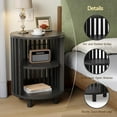thumbnail image 4 of Round End Table, Wood Side Tables, Mid Century Modern Nightstand with 2 Tier Storage, Small Circle Bedside Table for Small Spaces, Living Room, Curved Profile Design, 19.7" Tall, Black (1-Pack), 4 of 18