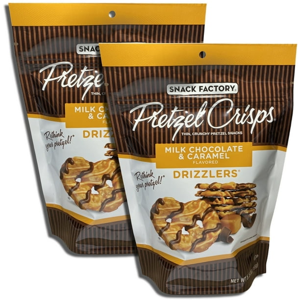 Milk Chocolate Caramel Pretzel Crisps Drizzlers by Snack Factory