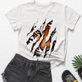 thumbnail image 4 of Xdegoge Graphic T Shirt for Women Crewneck Short Sleeve Casual Streetwear Grunge Edgy Vibe Regular Fit Skeleton Hand Ripped Chest Print Soft Lightweight Breathable Summer Tops, 4 of 6