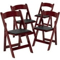 thumbnail image 2 of BizChair 4 Pack Mahogany Wood Folding Chair with Vinyl Padded Seat, 2 of 14