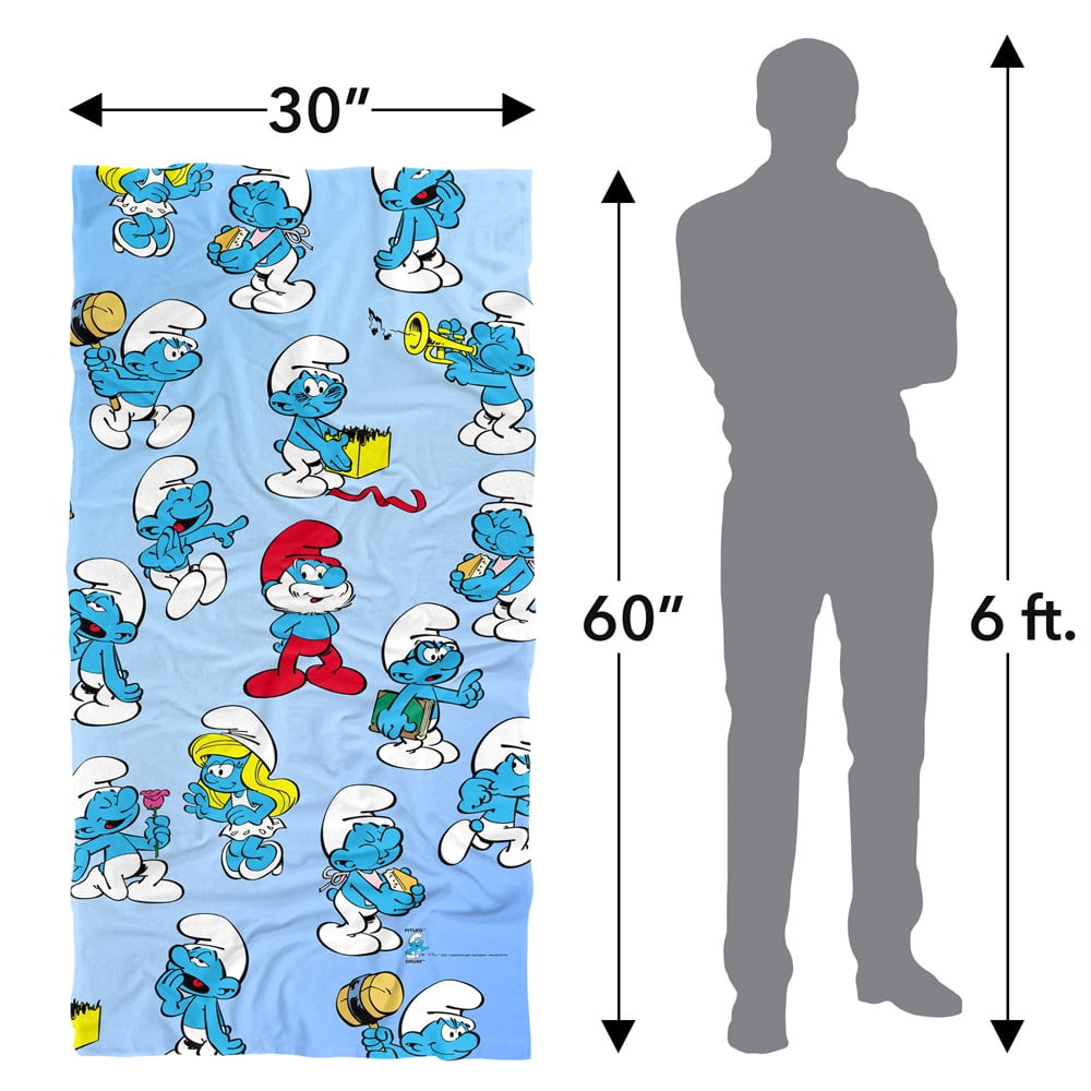 The Smurfs Beach Towel, 30'x60' Smurfs All Over Beach Towel