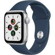 Apple Watch SE (GPS, 40 mm) - Boîtier en aluminium argenté avec bracelet sport bleu abysse