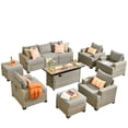 thumbnail image 3 of Ovios 10 Pieces Outdoor Patio Furniture with 54" Gas Fire Pit All-Weather Rattan Wicker Conversation Set Outdoor Sectionals for Garden, 3 of 12