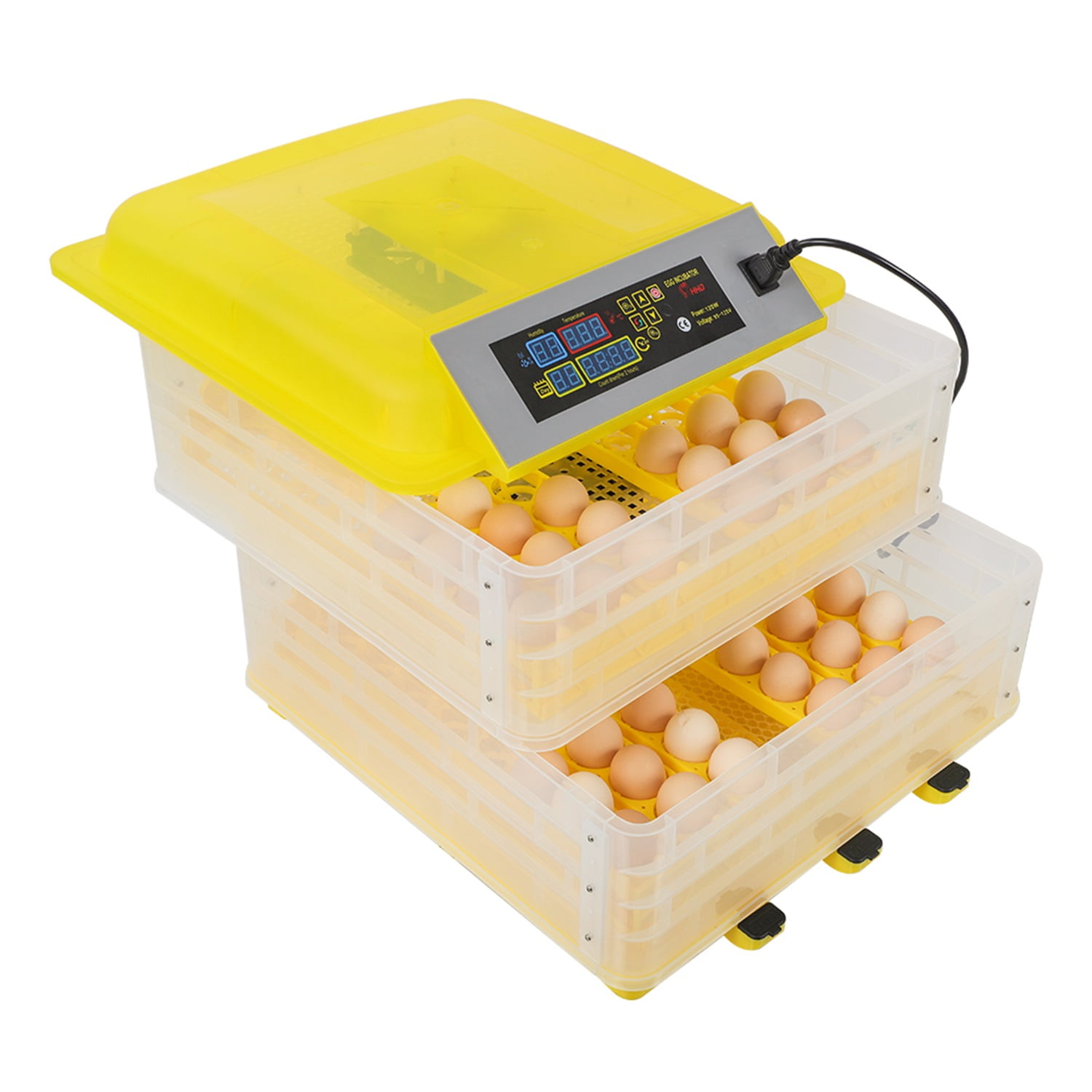 Pefilos 2 in1 Incubator Chicken Duck Bird Eggs 96-Egg Auto-Turning Digital Control, Yellow Pefilos 2 in1 Incubator Chicken Duck Bird Eggs 96-Egg Auto-Turning Digital Control, Yellow