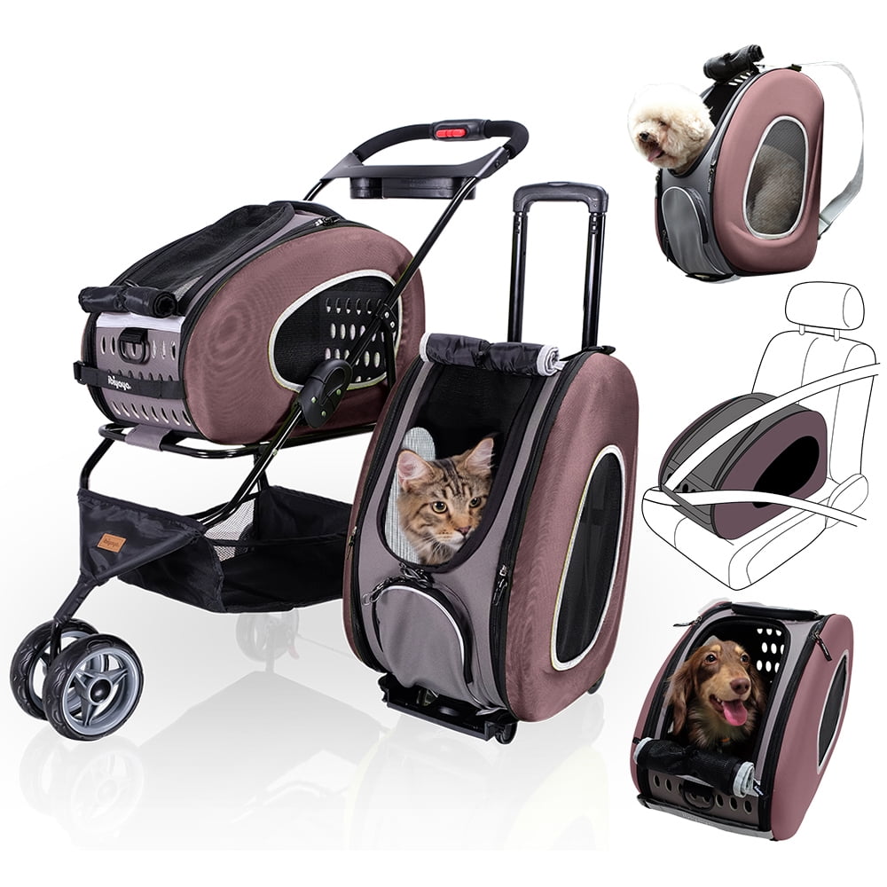 ibiyaya 5 in 1 Pet Carrier + Backpack + CarSeat + Pet Carrier Stroller