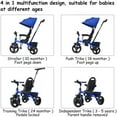 thumbnail image 3 of Yardi Yard 4-in-1 Kids Tricycle with Adjustable Push Handle-Blue, Toddler Stroller for Infant & Toddler, 3 of 8