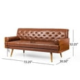 thumbnail image 6 of Demuir Mid-Century Modern Tufted Sofa with Rolled Accent Pillows, Cognac Brown, 6 of 9