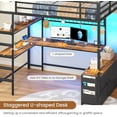 thumbnail image 6 of Full Size Loft Bed with Desk and 7 Storage Drawers Metal Full Loft Bed Frame with Led Lights, Charging Station, Storage Shelves, Safety Guardrail and Ladders, Black, 6 of 10